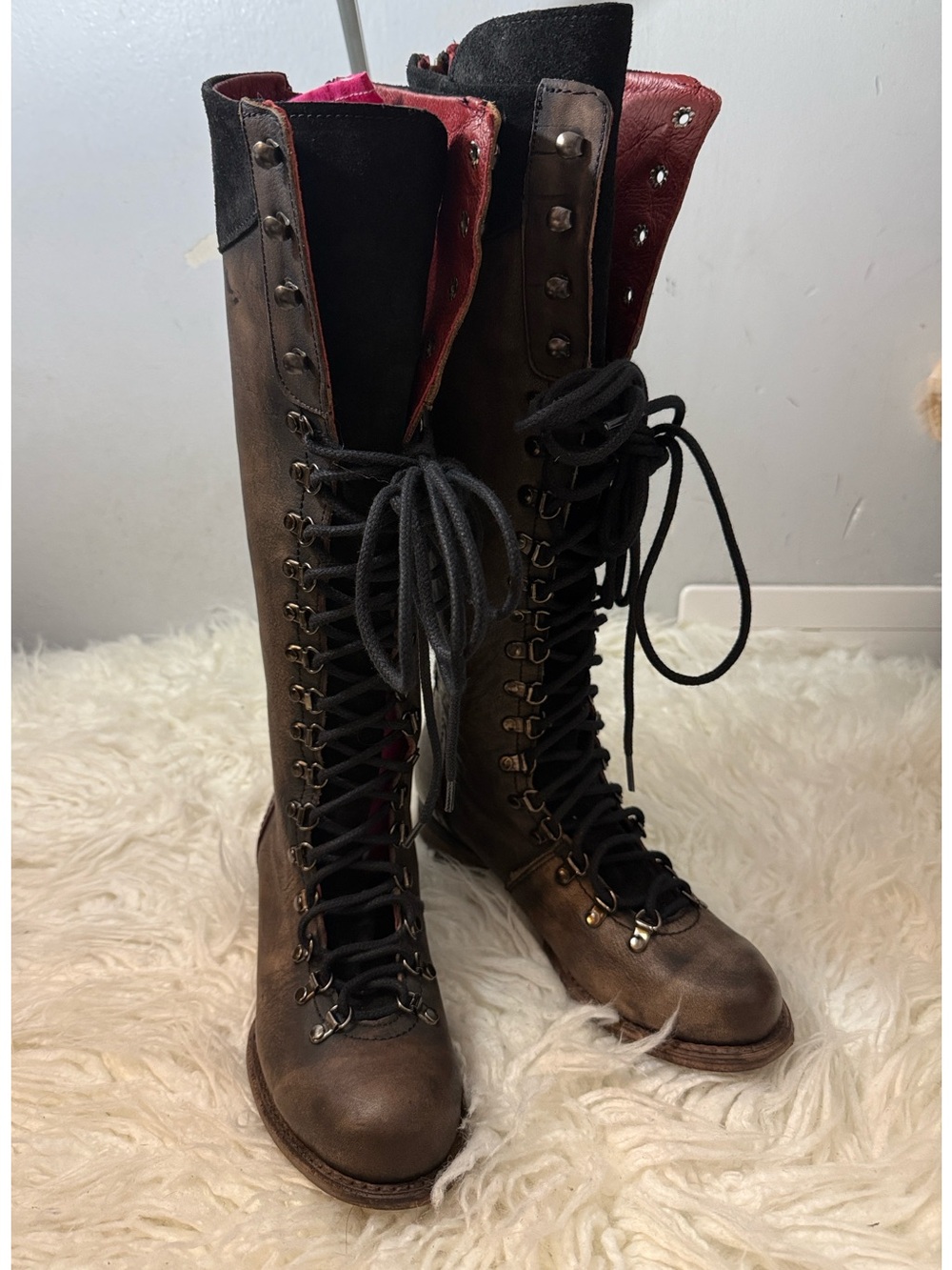 Freebird Raphael Tall Lace-Up Leather Boots in Dark Brown size 9 - Picture 3 of 9